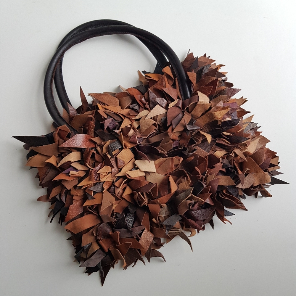 Handcrafted Genuine Leather Furry Purse Shades of Brown
